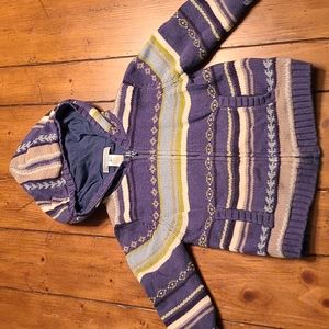Janie and Jack beautiful blue striped, lined hooded zipper cardigan in 2T
